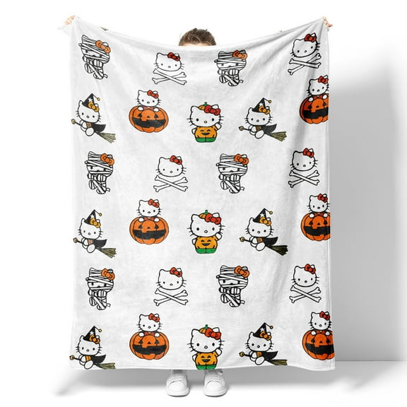 Halloween Hello Kitty Throw Blanket Cute Cartoon Kuromi Soft Flannel Fleece Warm Couch Sofa Bed Living Room Blanket 40*60 H-7