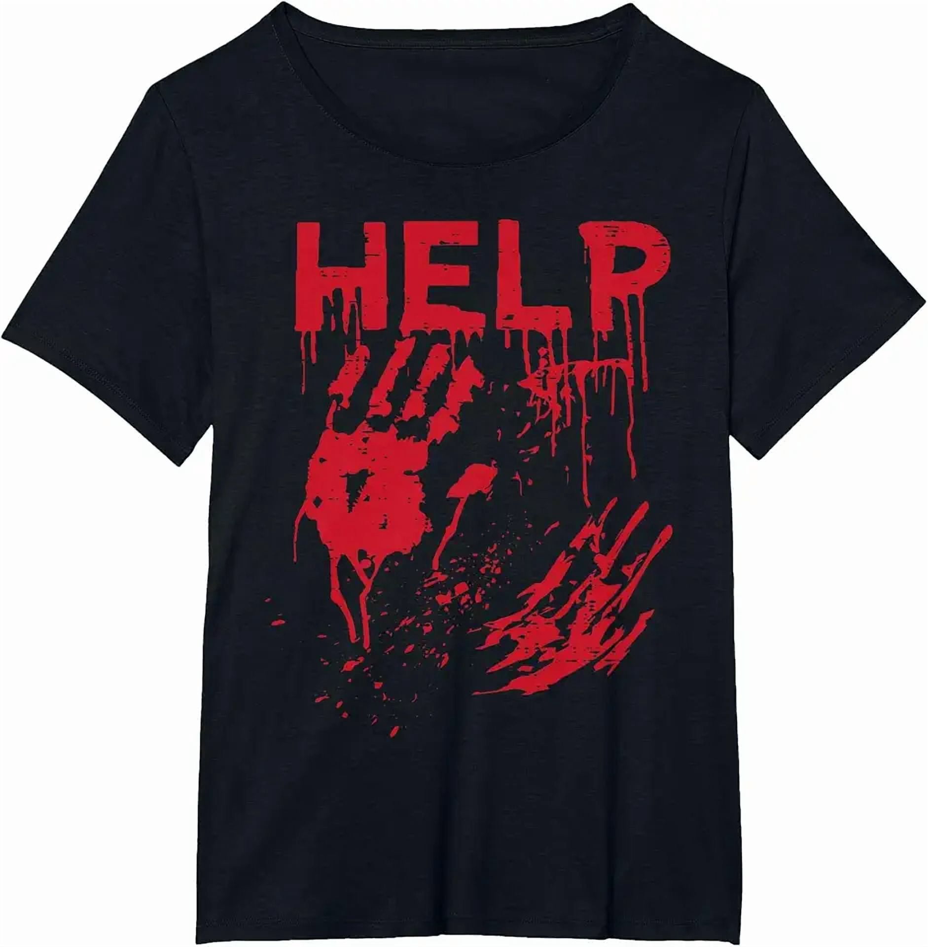 Halloween Help Blood Hands Funny Zombie Costume Men Women T-Shirt ...