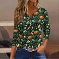 thumbnail image 1 of Halloween Henley Tops for Women 3/4 Sleeve Pumpkin Ghost V Neck T Shirts Funny Graphic Tshirts Halloween Costumes, 1 of 5