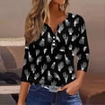thumbnail image 1 of Halloween Henley Tops for Women 3/4 Sleeve Pumpkin Ghost V Neck T Shirts Funny Graphic Tshirts Halloween Costumes, 1 of 5