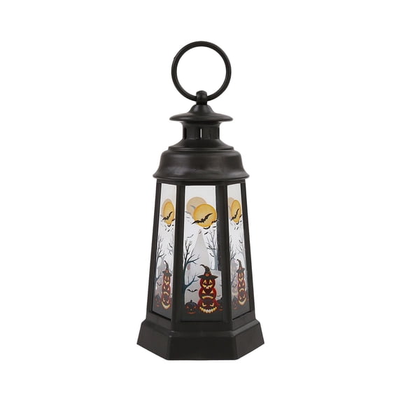 Halloween Hexagonal LED Lanterns, Vintage Electronic Candlestick Lamps with Castle Patterns, Suitable for Christmas Decorations and Gifts, Hung or Placed On Tables, Ideal for Party Decorations