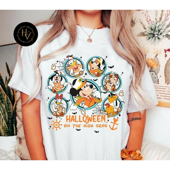 Halloween High On The Seas Disney Shirt, Mickey and Friends Halloween Cruise shirts, Disney Wish Wonder Fantasy Magic Dream, Family Cruise,White Color,Size M