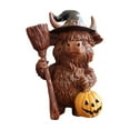 thumbnail image 1 of Halloween Highland Cow Decor - Spooky Resin Figurine Set with Pumpkins & Skulls, Scottish Cow Statue for Tiered Trays, Tabletop & Garden Decor, 1 of 4