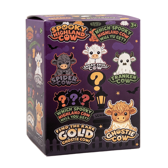 Halloween Highland Cow Mystery Squishy Box, 2026 New Spooky Cow Fidget Squeeze Toy, Stress Relief Collectible Gift for Kids Adults
