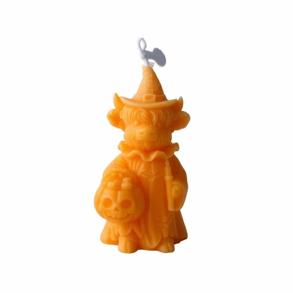 Halloween Highland Cow Scented Candle Witch Hat Decorative Soy Wax Candle for Home Table Holiday Party Decor Gift