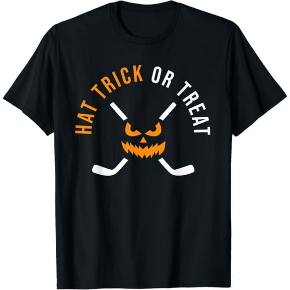 Halloween Hockey Hat Trick Or Treat Ice Hockey Player T-Shirt