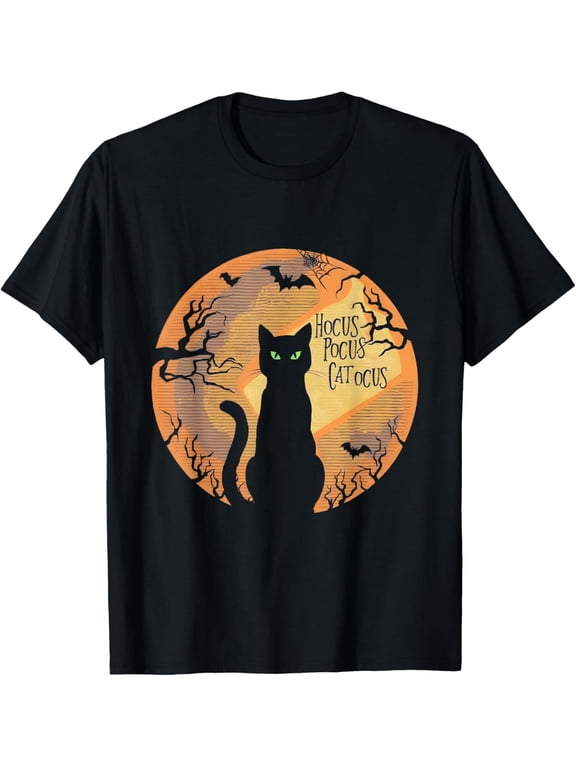 Halloween Hocus Lover Pocus Catocus Black Cat Celebration T-Shirt, Size S-5XL