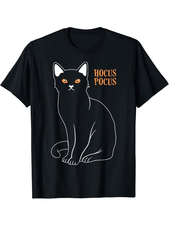 Halloween Hocus Pocus Cat Outline Spooky Black Celebration T-Shirt, Size S-5XL
