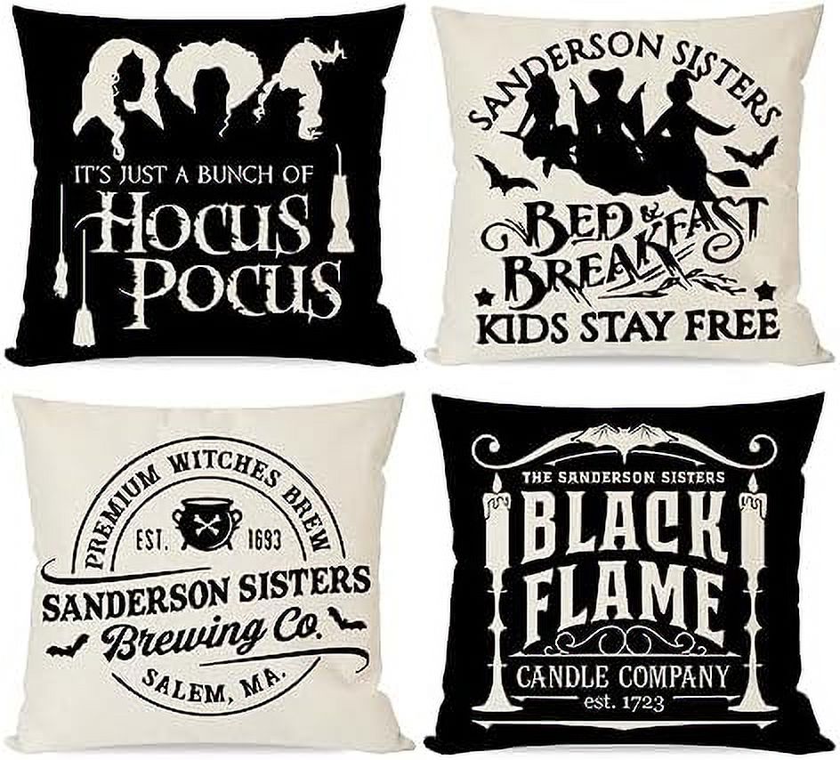 Halloween Hocus Pocus Pillow Covers 18x18 Set of 4 Sanderson Sisters