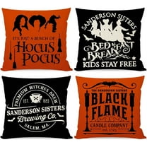 Halloween Hocus Pocus Pillow Covers 18x18 Set of 4, Sanderson Sisters Halloween Decorations Outdoor Halloween Pillows Decorative Throw Pillows Cases Fall Pillows Cushion Covers Couch Decor