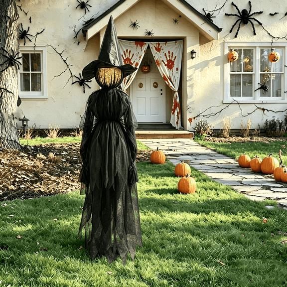 1PCS Halloween Holding Hands Screaming Witches Sound Decorations,Large Light Up Holding Hands Screaming Witches Decor for Home Outside Yard Lawn Garden Party Decoraciones