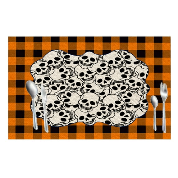 Halloween Holiday Placemats Set of 4, Non Slip Heat-Resistant Washable Table Place Mats for Kitchen Dining Table Home Decoration, 12" x 18"