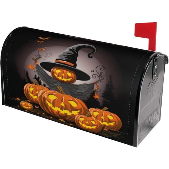 Halloween Holiday Pumpkin Trick Or Treat Mailbox Covers Magnetic Mail Cover Letter Post Box 21x18 in Mailwrap for Outside Garden Home Decor