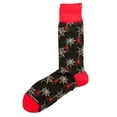 thumbnail image 1 of Halloween Holiday Unisex Crew Socks Red, White and Black with Red Spiders and White Spider Webs Novelty Fashion, 1 of 3