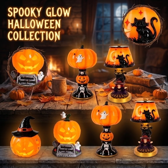 Halloween Home Decor, Black Cat Decor, Battery Operated Lamp, Small Table Lamp Cordless, for Halloween Party Decorations for Adults, Shelf Decor, Table Decorations for Party, Fall