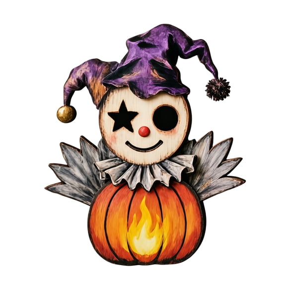 Halloween Home Decor, Halloween Decorations for Home, Halloween Party Decorations, Halloween Mantel Decor, 6X6X0.5 Inch Double-Sided Printed Wooden Clown Pumpkin Desktop Table