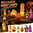 thumbnail image 1 of Halloween Home Decor, Halloween Party Decor, Halloween Led Candle, Battery Operated Halloween Lights, 4.5X3 Inch Cute Triple Smiling Flame Ghost Electronic Lamp, No Open Flame for, 1 of 7