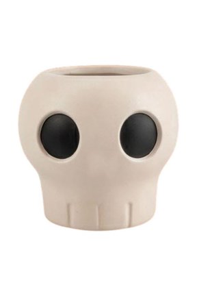 Halloween Home Decor Indoor, Cute Halloween Decor, Small Planter Pot, Halloween Table Decorations, 8X6 Inch 20Cm Skull Resin Statue Ornament, Multi-Function Small Container for