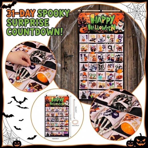Halloween Home Decor Indoor, Halloween 31 Day Countdown Hanging Calendar, Cartoon Pumpkin Ghost Witch Bat Hanging Wall Decor, Creative Halloween Holiday Gift for Student, Quality