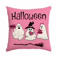 thumbnail image 1 of Halloween Home Decor, Pink Halloween Decorations, Cute Ghost Decor, Ghost Pillow Cover, 18X18 Inch Set of 4 Halloween Pillow Covers with White Ghost, Jack O Lantern and Witch Hat, 1 of 5