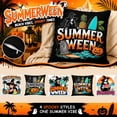 thumbnail image 1 of Halloween Home Decor, Summerween Decor, Halloween Throw Pillow, Pillow Cover, 18X18 Inch Woven Linen Pillow Protector with Witch, Jack O Lantern, Surfboard and Pineapple Print for, 1 of 7