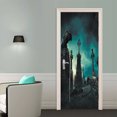 thumbnail image 1 of Halloween Home Fridge Sticker Bathroom Entrance Door Decorative Door Sticker, 3D Dark and Spooky Forest Scene Wall Murals - Self Adhesive, Removable Art Decals for Halloween Decoration,SP-F102, 1 of 15