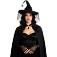 thumbnail image 1 of Halloween Hooded Cape Costume Set, 4-Piece Witch Style Set with Hat, Gloves, Necklace and Cloak, Adult Dress Up Accessories for Masquerade Parties and Costume Events, 1 of 3