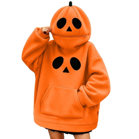 Halloween Hoodie 3D Pumpkin Zip Up Hoodies Plus Size Unisex Cospaly Costume Ultra Soft Pumpkin Halloween Hoodie With Hood Kangaroo Pocket Y40K Unisex Sweatshirt For Halloween Parties Daily Wear