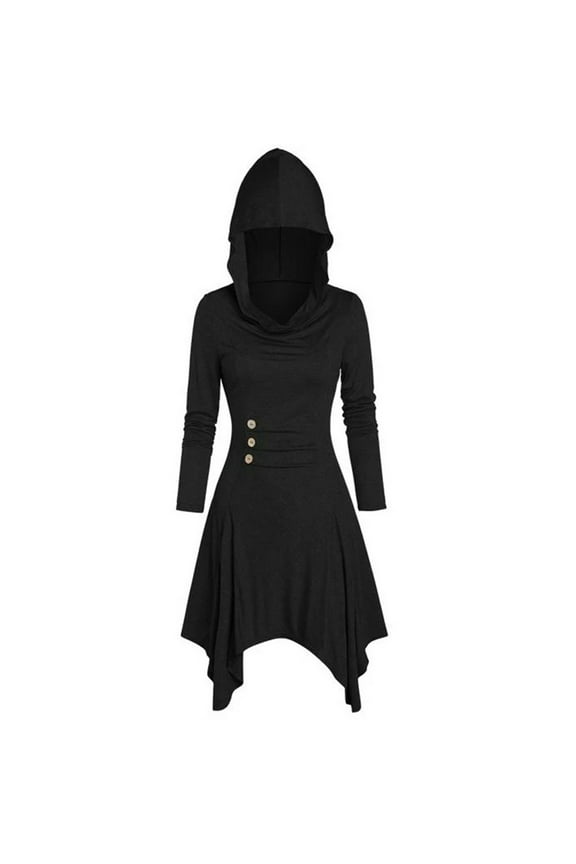 Halloween Hoodie Cloak Dresses Womens Medieval Renaissance Steampunk Gothic Long Sleeve Clothes