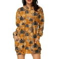 thumbnail image 1 of Halloween Hoodie Dress for Women, Bat Print Long Sleeve Pullover, Spooky Casual Fall Tunic Sweatshirt Dress, 1 of 6