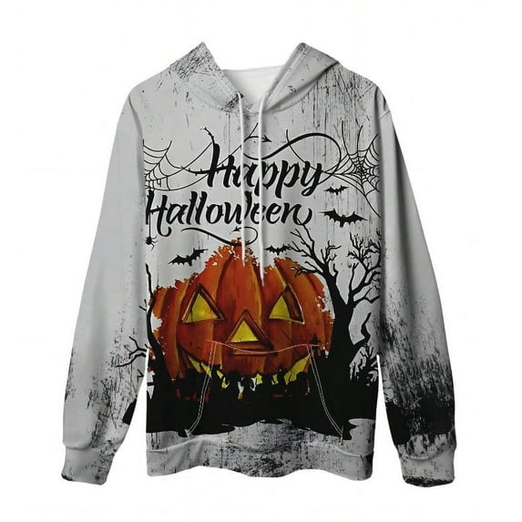 Halloween Hoodie Pumpkin Skull Pattern Colour Printed Sweatshirt Men's and Women's Pullover