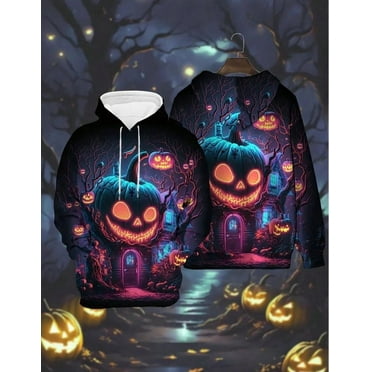 Halloween Hoodie Pumpkin Skull Pattern Colour Printed Sweatshirt Men's and Women's Pullover