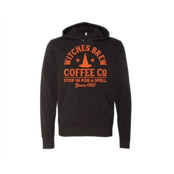 Halloween Hoodie, Witches Brew, Coffee Apparel, Funny Hoodies, Halloween Apparel, Gift For Her, Hoodies, Graphic, Halloween Outfit, Trendy, Black (Orange Text), 2XL