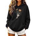 thumbnail image 1 of Halloween Hoodie Womens Long Sleeve Holiday Cute Graphic Sweatshirt Casual Fashion Oversized Pullover Tops with Pocket (L, Black-03), 1 of 5