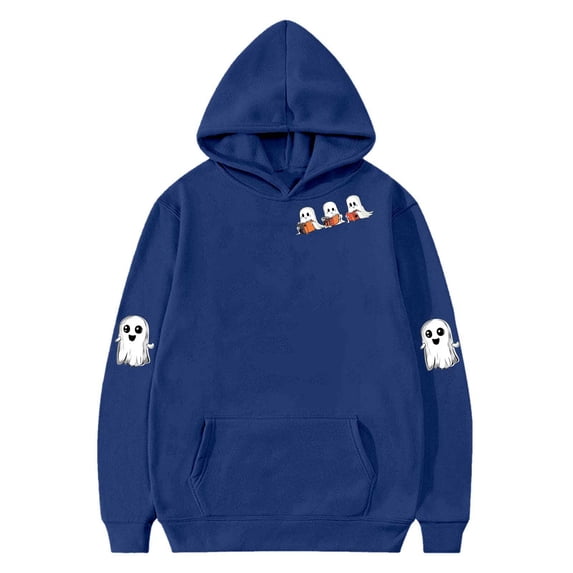 Halloween Hoodie for Girls Cute Spooky Print Sweatshirts Long Sleeve Hooded Pullover with Pocket Fall Winter Outdoor Outfits