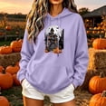 thumbnail image 1 of Halloween Hoodie for Women Pumpkin Face Graphic Tees Tops Long Sleeve Color Block Pullover Shirt, 1 of 5