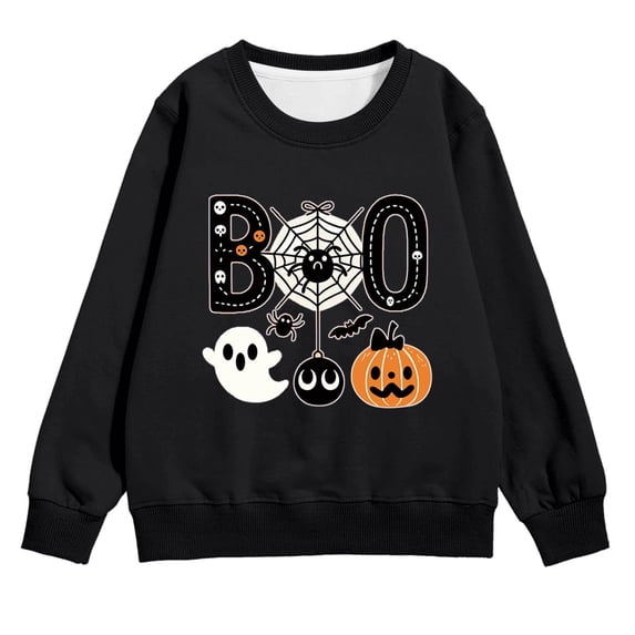 Halloween Hoodies For Kids Skeleton Pumpkin Print Long Sleeve Sweatshirts Boys Girls Fall Celebration Top