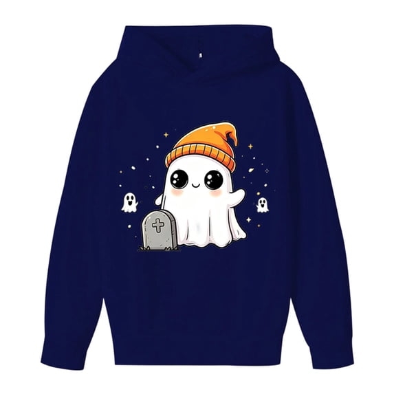 Halloween Hoodies for Girls Round Neck Long Sleeve Hoodie Pullover Tops with Pocket Soft Casual Drop Shoulder Hoodie Pullovers Tops Loose Children Winter Coat Fall Outwear