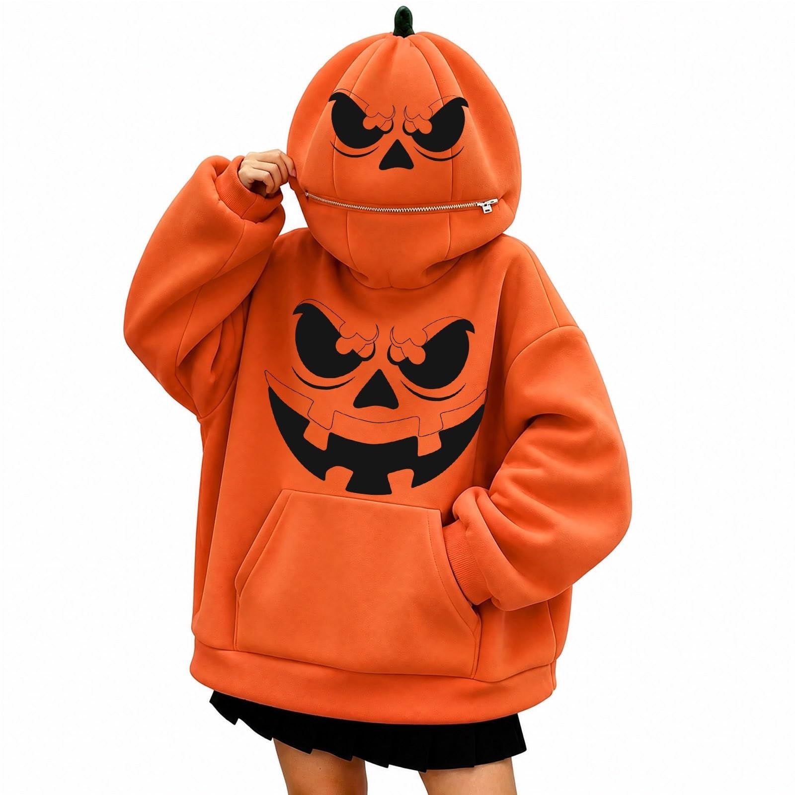 Halloween Hoodies for Women Pumpkin Mask Oversized Sweatshirt halloween pumpkin costume Hoodie Oversized Wearable Blanket with long sleeve Cozy Plush Pocket Hood