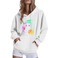 thumbnail image 1 of Halloween Hoodies Womens Fall Winter Hooded Jacket Loose Casual Fleece Sweatshirts Funny Halloween Ghost Graphic Printed Long Sleeve Sweaters Pullover with Pocket, 1 of 4