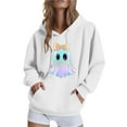 thumbnail image 1 of Halloween Hoodies for Womens Fall Winter Hooded Jacket Loose Casual Fleece Sweatshirts Halloween Cute Ghost Graphic Printed Long Sleeve Sweaters Pullover with Pocket, 1 of 4