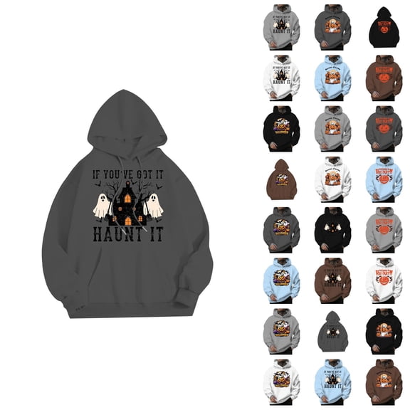 Halloween Hoodies for Men 2025 Casual Loose Halloween Graphic Hooded Sweatshirt with Pockets Pullover Tops
