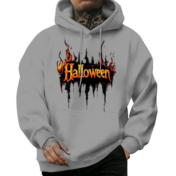 Halloween Hoodies for Men 2025 Casual Loose Halloween Graphic Hooded Sweatshirt with Pockets Pullover Tops