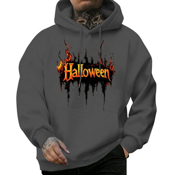 Halloween Hoodies for Men 2025 Casual Loose Halloween Graphic Hooded Sweatshirt with Pockets Pullover Tops