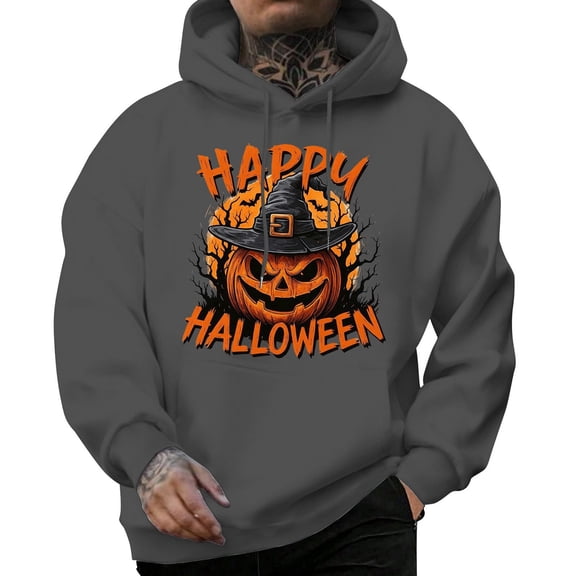 Halloween Hoodies for Men 2025 Casual Loose Halloween Graphic Hooded Sweatshirt with Pockets Pullover Tops
