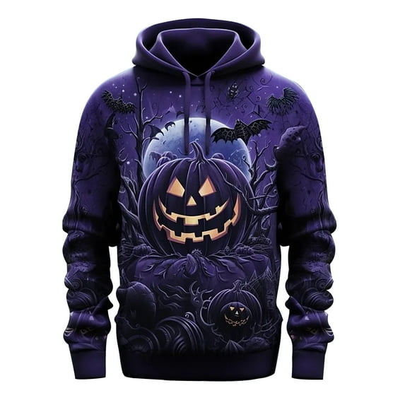 Halloween Hoodies for Men Pumpkin Print Long Sleeve Hooded Sweatshirt Casual Relaxed Fit Outdoor Men Hoodies XXXXL