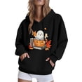 thumbnail image 1 of Halloween Hoodies for Women Long Sleeve Funny Pullover Sweatshirts with Pockets Loose Casual Graphic Sweater Tops Black, XL, 1 of 5