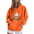 thumbnail image 1 of Halloween Hoodies for Women Long Sleeve Funny Pullover Sweatshirts with Pockets Loose Casual Graphic Sweater Tops Orange, 3XL, 1 of 5