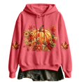 thumbnail image 1 of Halloween Hoodies for Womens Oversized Long Sleeve Tops Fall Pumpkin Maple Leaf Floral Graphic Pullover Casual Sweatshirt With Kangaroo Pocket, 1 of 2