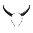 thumbnail image 1 of Halloween Horn Headband, Curved Ram Goat Style Hair Hoop with Sculpted Texture, Fantasy Costume for Cosplay Party Carnival (Black), 1 of 5